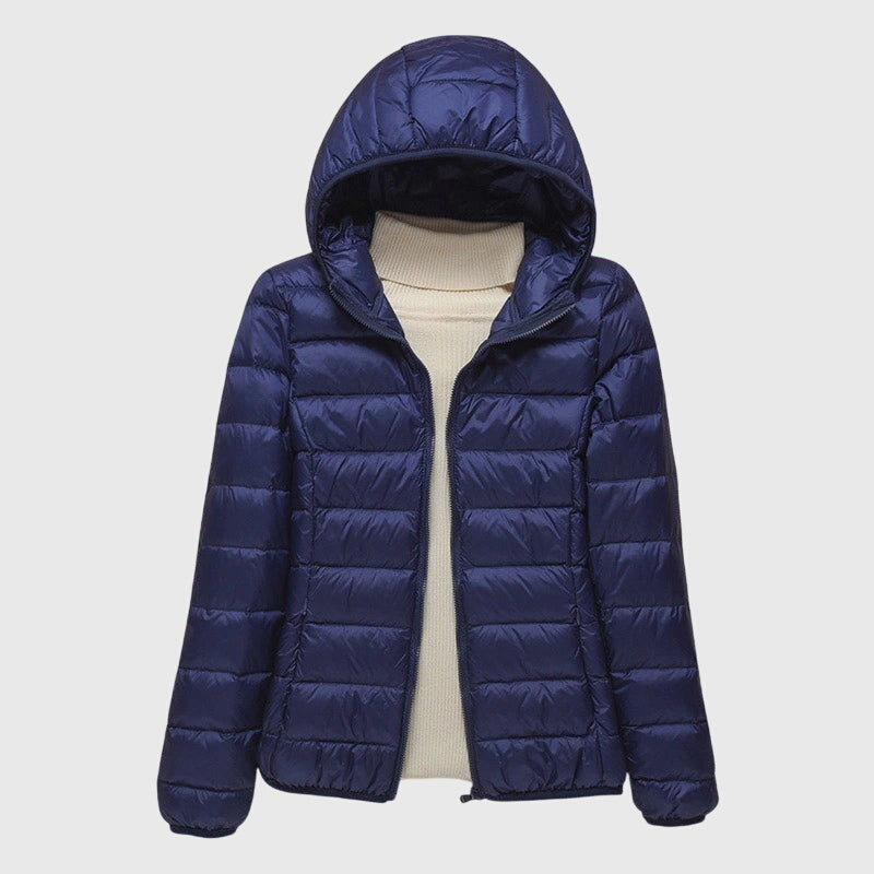Comfortable Puffer Jacket for Women Hooded Quilted Long-Sleeve