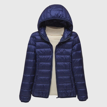 Comfortable Puffer Jacket for Women Hooded Quilted Long-Sleeve