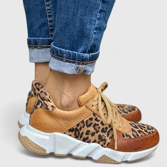 Stylish Sneakers for Women Leopard-Print Lace-Up Chunky-Sole