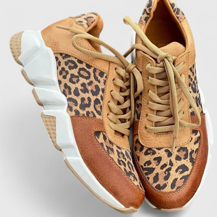 Stylish Sneakers for Women Leopard-Print Lace-Up Chunky-Sole