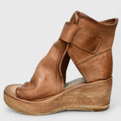 Stylish Wedge Booties for Women Buckle Peep-Toe Platform
