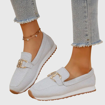 Comfortable Loafers for Women Buckle-Detail Platform Mesh