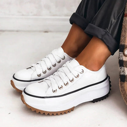 Effortless Platform Sneakers for Women Lace-Up