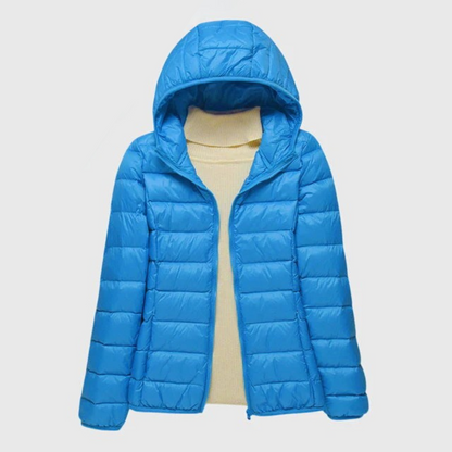 Comfortable Puffer Jacket for Women Hooded Quilted Long-Sleeve