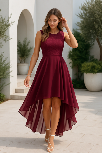 Elegant High-Low Dress for Women Sleeveless
