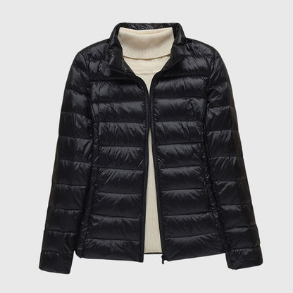 Comfortable Puffer Jacket for Women Hooded Quilted Long-Sleeve