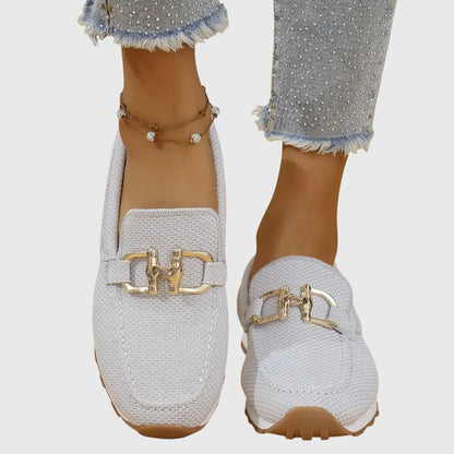 Comfortable Loafers for Women Buckle-Detail Platform Mesh