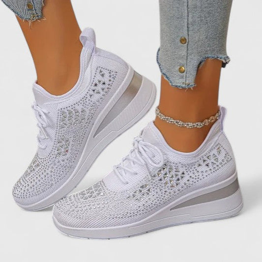 Comfortable Sneakers for Women Knit Lace-Up Low-Top