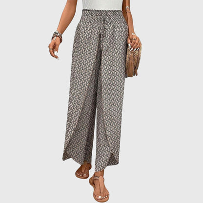 Stylish Palazzo Pants for Women Wide-Leg Printed Smocked-Waist