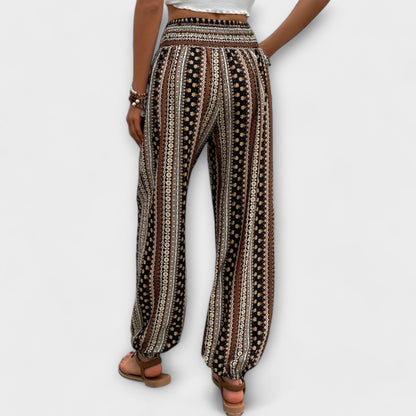 Stylish Harem Pants for Women Ethnic-Print Elastic-Ankle Drawstring