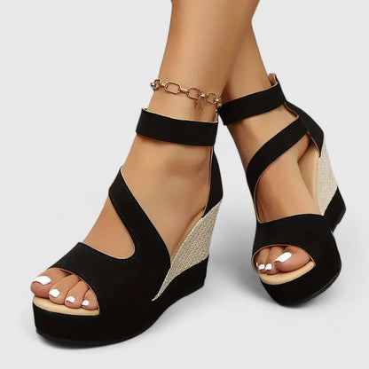 Stylish Wedge Sandals for Women Crisscross Ankle-Strap Cutout