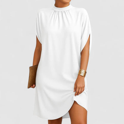 Elegant Shift Dress for Women Mock-Neck Split-Sleeve