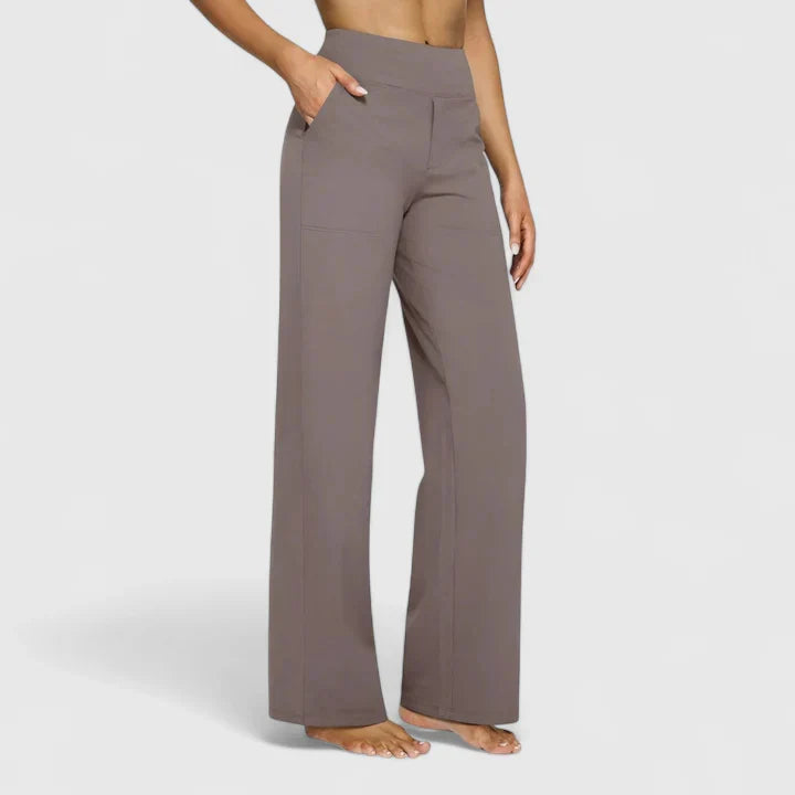 Elegant Wide-Leg Pants for Women High-Waist Pocketed Flare