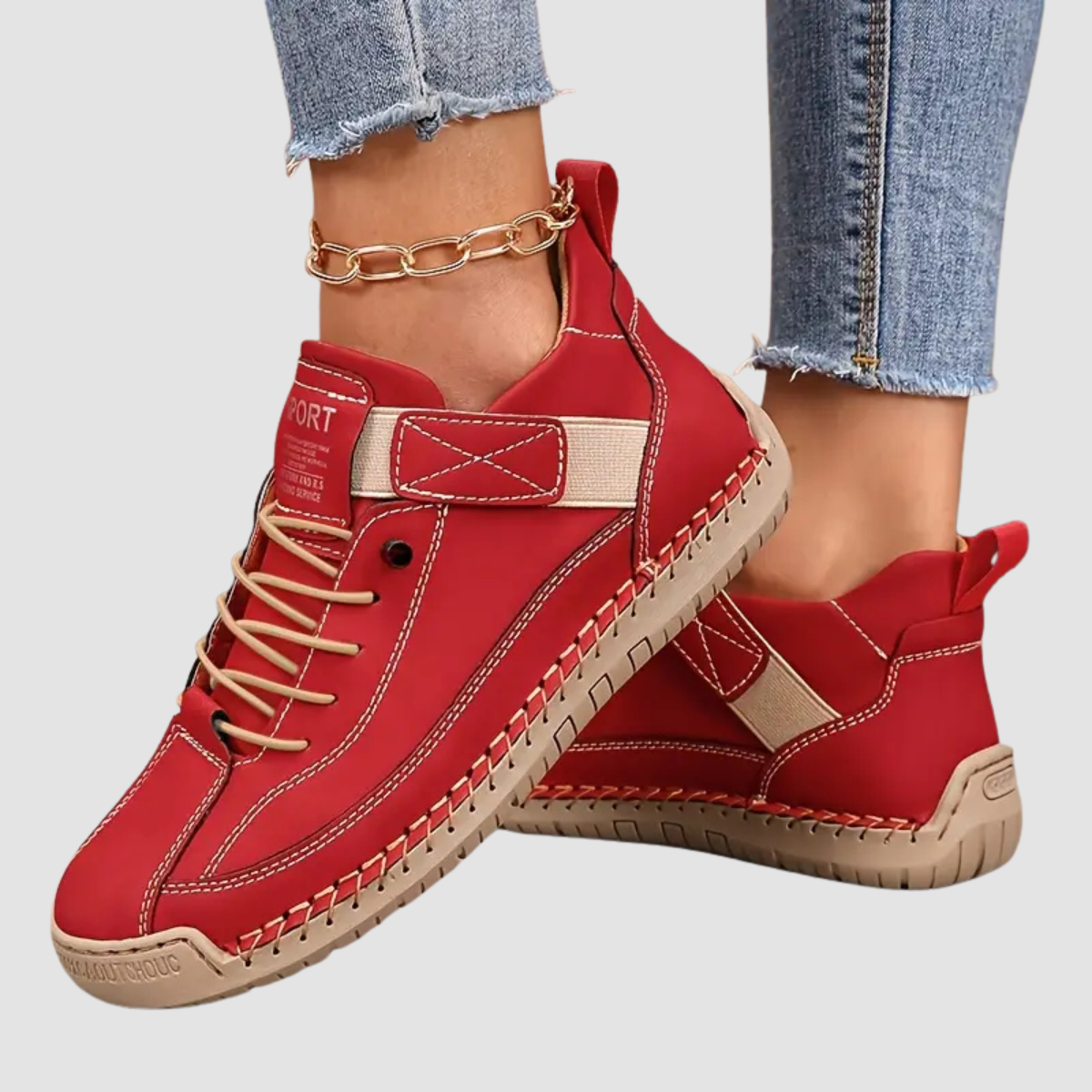Comfortable Sneakers for Women Lace-Up Velcro-Strap