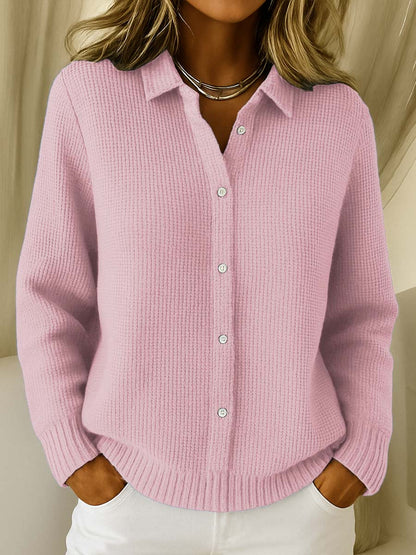 Effortless Cardigan for Women Button-Front Collared Knit
