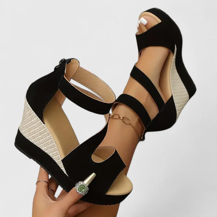 Stylish Wedge Sandals for Women Crisscross Ankle-Strap Cutout