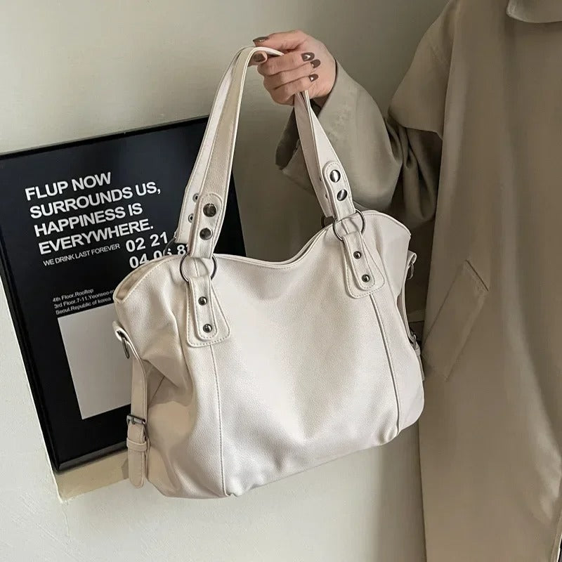 Effortless Shoulder Bag for Women Studded Large-Capacity