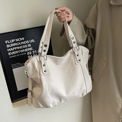 Effortless Shoulder Bag for Women Studded Large-Capacity