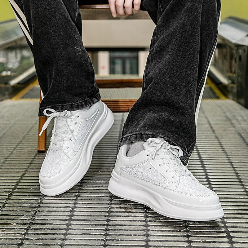 Comfortable Platform Sneakers for Women Glitter Lace-Up