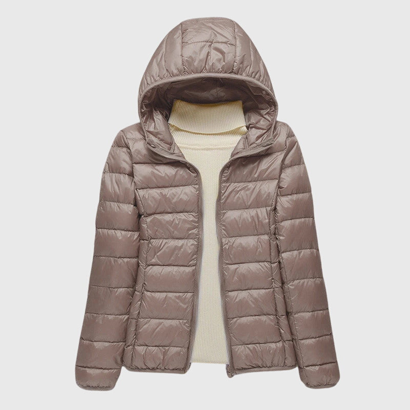 Comfortable Puffer Jacket for Women Hooded Quilted Long-Sleeve