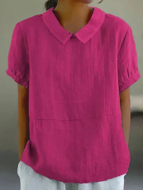 Effortless Blouse for Women Peter-Pan-Collar Short-Sleeve