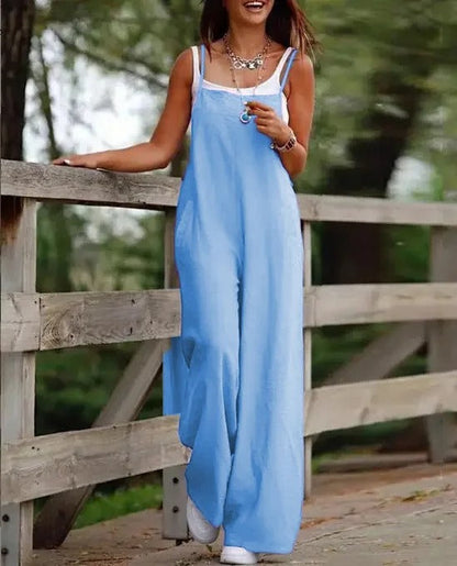 Effortless Overalls for Women Sleeveless Wide-Leg Bib