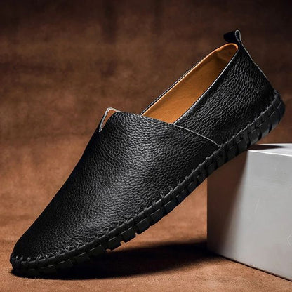 Stylish Loafers for Women Leather Stitched-Trim Slip-On