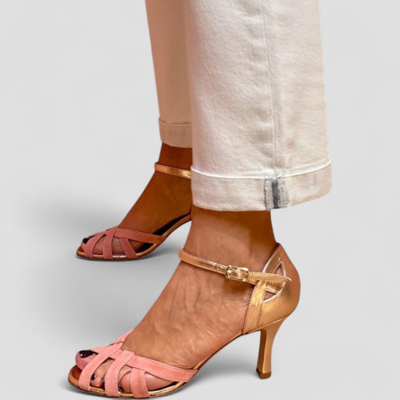 Elegant Kitten Heels for Women Open-Toe Ankle-Strap