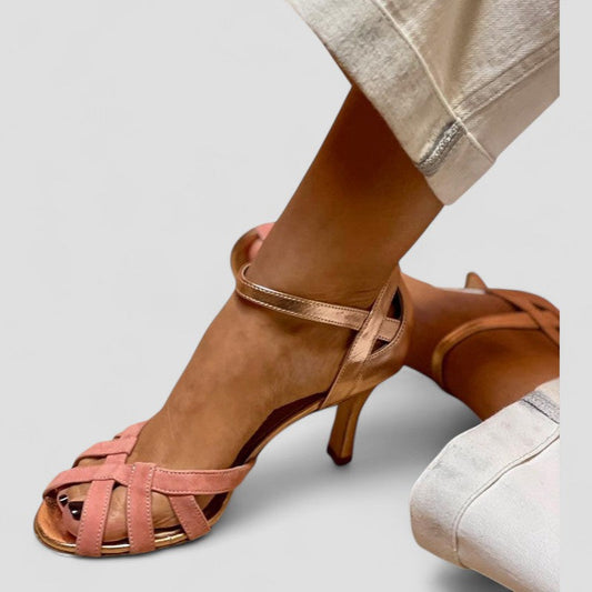 Elegant Kitten Heels for Women Open-Toe Ankle-Strap