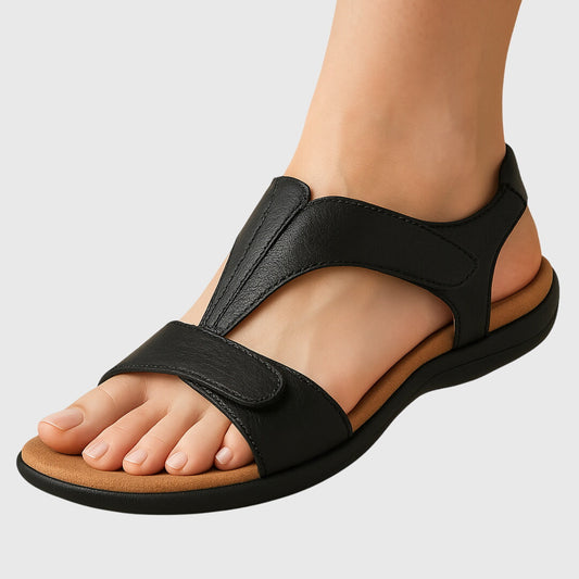 Elegant T-Strap Sandals for Women Velcro-Strap
