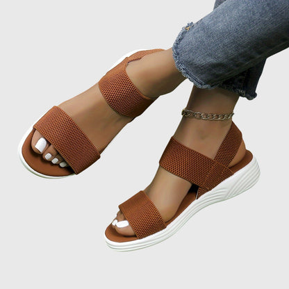 Comfortable Flat Sandals for Women Double-Strap Open-Toe Platform