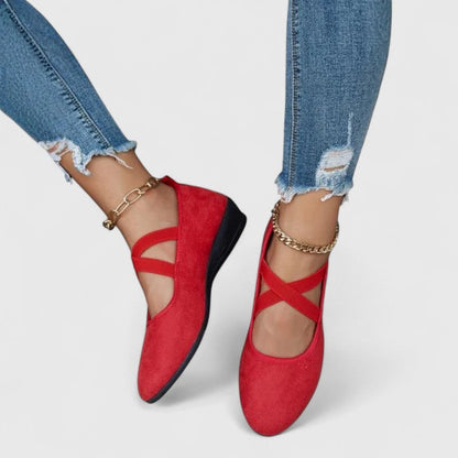 Stylish Ballet Flats for Women Crisscross Ankle-Strap Round-Toe