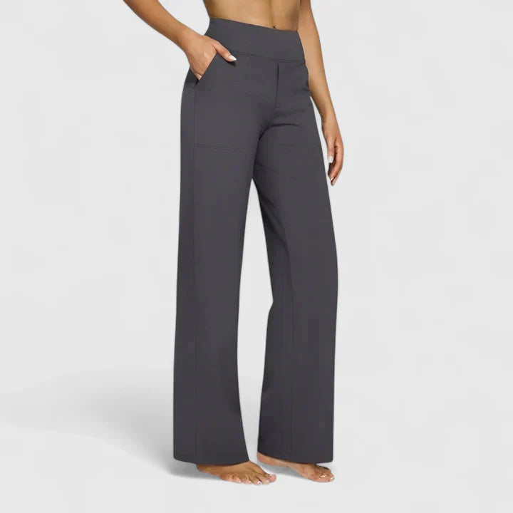 Elegant Wide-Leg Pants for Women High-Waist Pocketed Flare