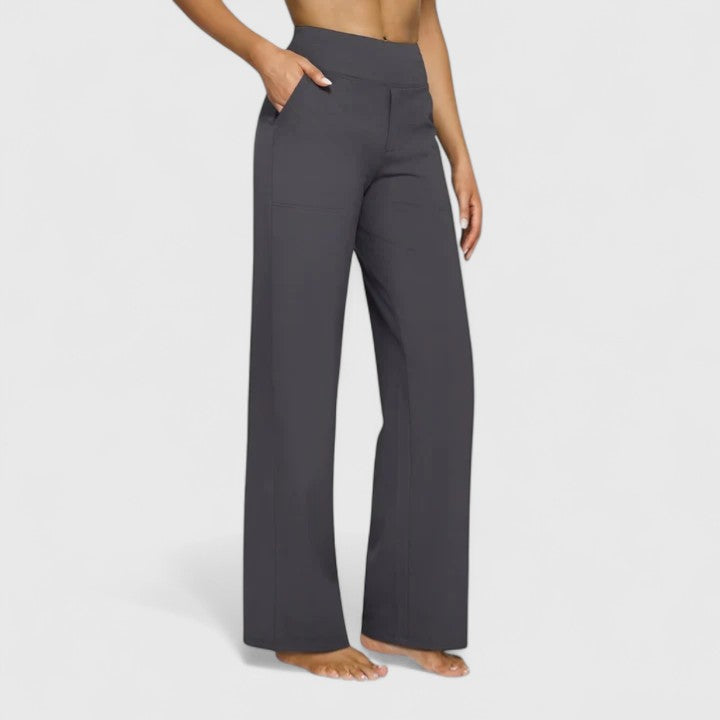 Stylish Wide-Leg Pants for Women High-Waist Flare Pocketed