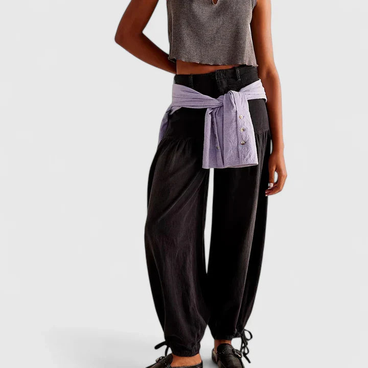 Elegant Harem Pants for Women Cargo-Pocket Cinched-Ankle