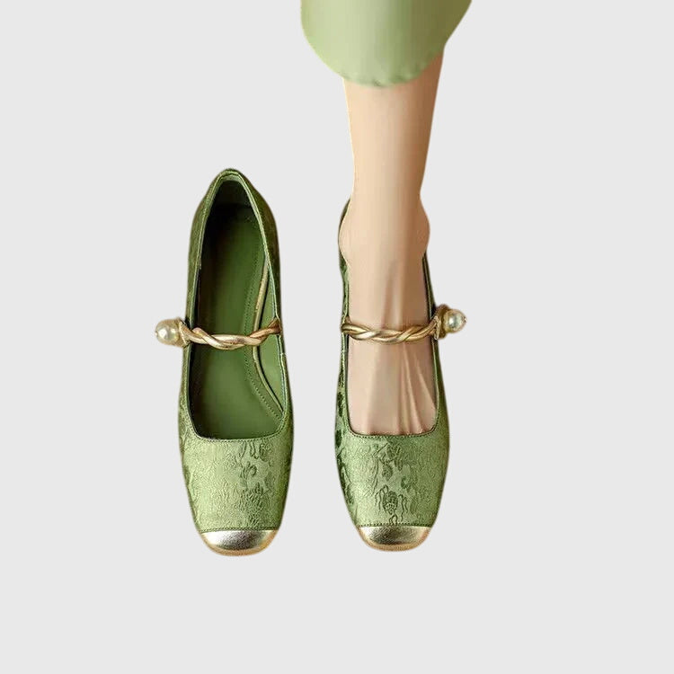 Elegant Flats for Women Buckle-Strap Block-Heel