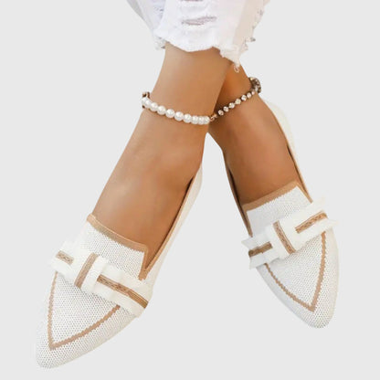 Stylish Loafers for Women Bow-Tie Contrast-Trim Pointed-Toe