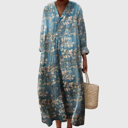 Stylish Midi Dress for Women Patchwork V-Neck