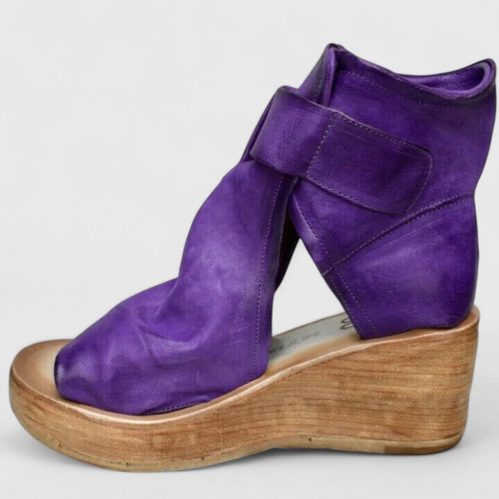 Stylish Wedge Booties for Women Buckle Peep-Toe Platform