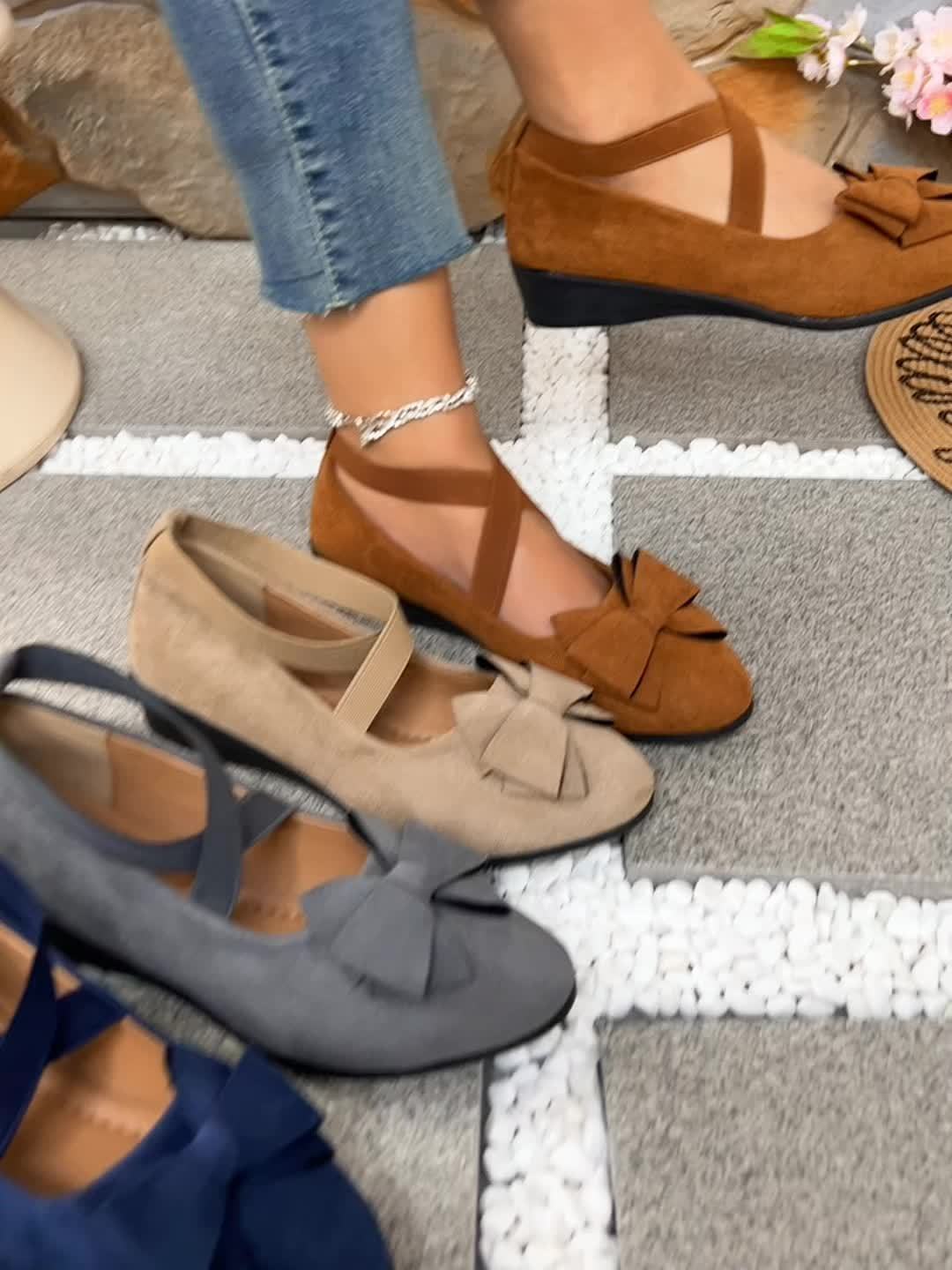 Elegant Flats for Women Crisscross-Strap Bow-Detail