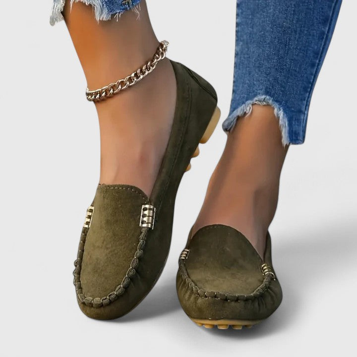 Stylish Loafers for Women Suede Moc-Toe Slip-On
