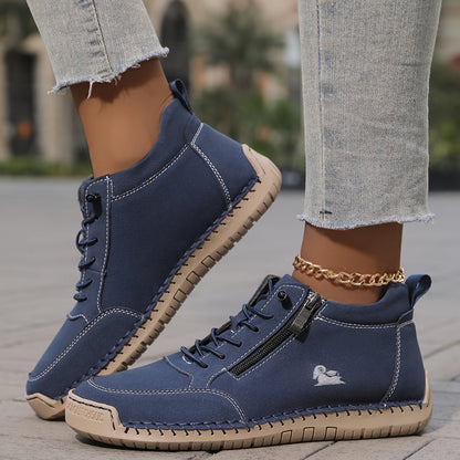 Stylish Ankle Boots for Women Lace-Up Zip-Up Round-Toe