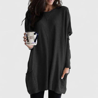Comfortable Tunic Dress for Women Round-Neck Oversized
