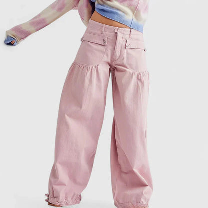 Elegant Harem Pants for Women Cargo-Pocket Cinched-Ankle