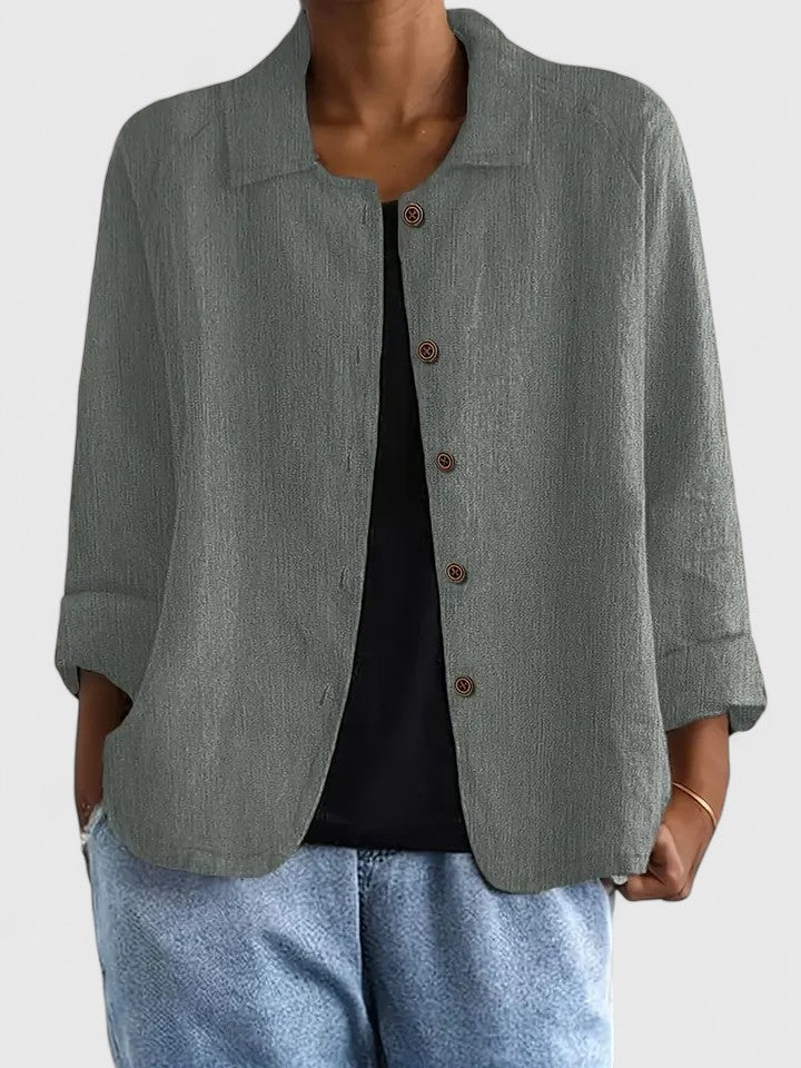 Stylish Jacket for Women Button-Front Collared Long-Sleeve