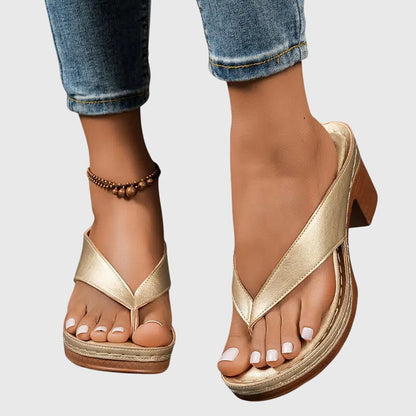 Elegant Thong Sandals for Women Platform Wedge Slip-On