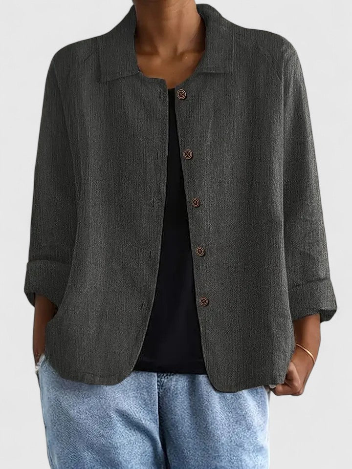 Stylish Jacket for Women Button-Front Collared Long-Sleeve