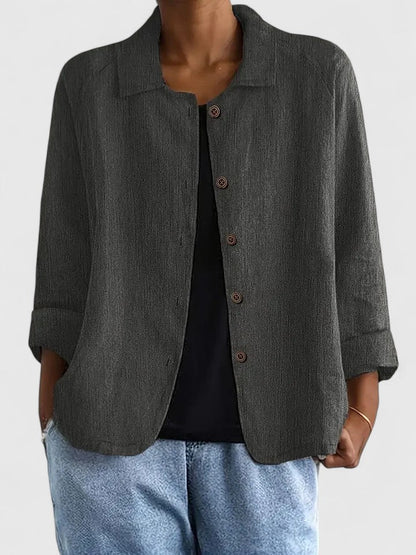 Stylish Jacket for Women Button-Front Collared Long-Sleeve