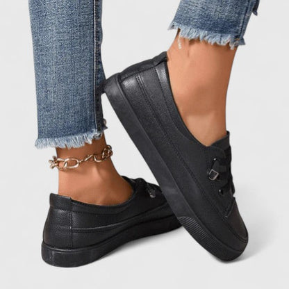 Comfortable Sneakers for Women Leather Lace-Up Low-Top