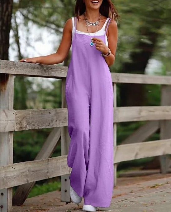 Effortless Overalls for Women Sleeveless Wide-Leg Bib